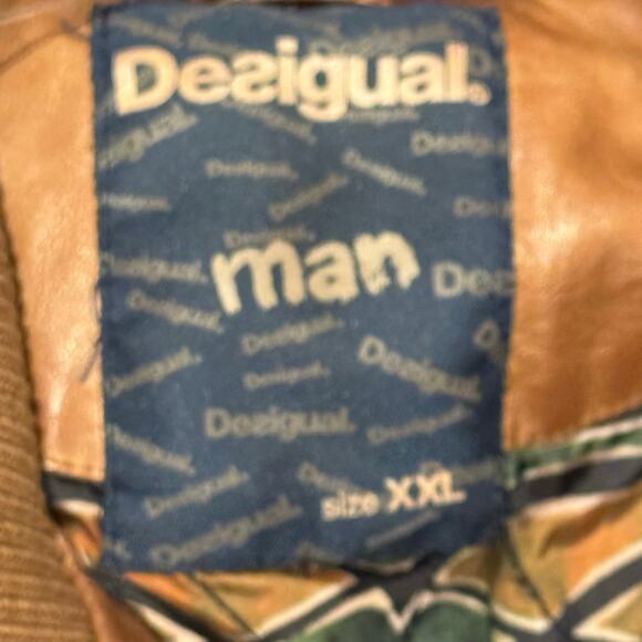 Desigual Chaq Alberto Full Zip Vegan Leather Jacket Long Sleeve Tan Size XXL NWT - Picture 9 of 11